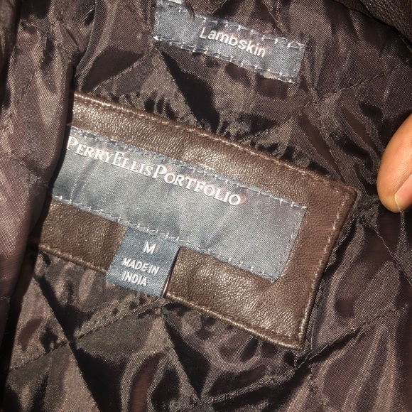 Perry ellis lambskin leather jacket mens deals